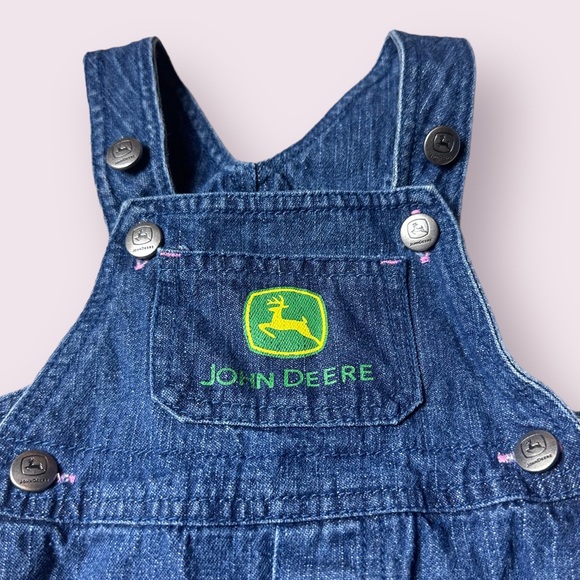Baby John Deere Denim Overall Dress With Flower Detail Size 3/6 Months - Picture 5 of 7